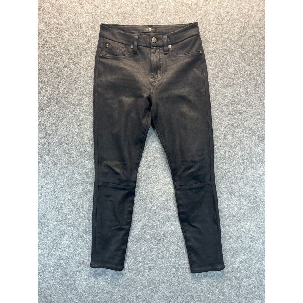 7 For All Mankind Jeans Women's‎ Size 25 Skinny Black Leather Feel Pants